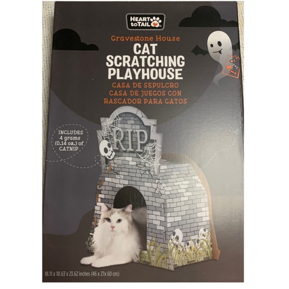 NIB! Heart To Tail Gravestone House Cat Scratching Playhouse with Catnip! - Picture 1 of 4